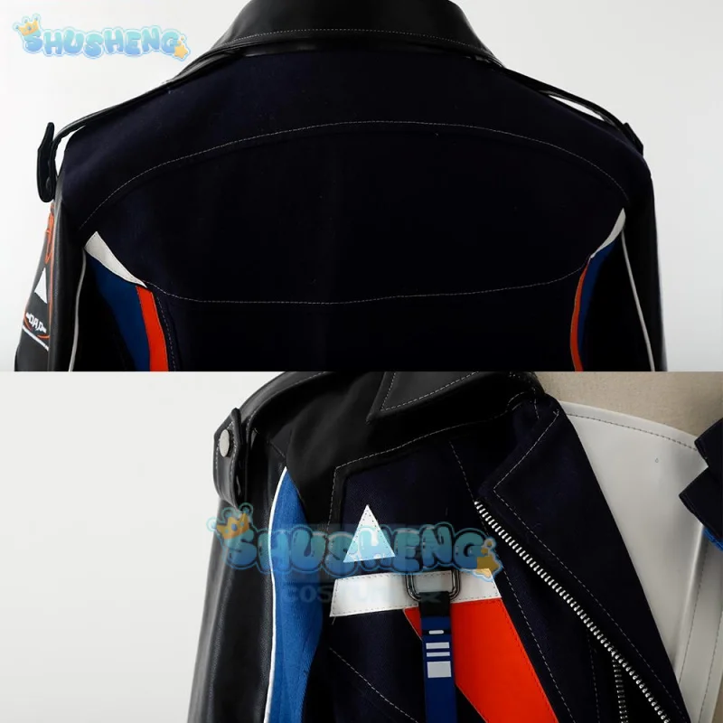 أزياء Love and Deepspace Caleb التأثيرية سترة طائرة سوداء قصيرة الشعر لحفلات الهالوين للنساء والرجال ملابس الكرنفال