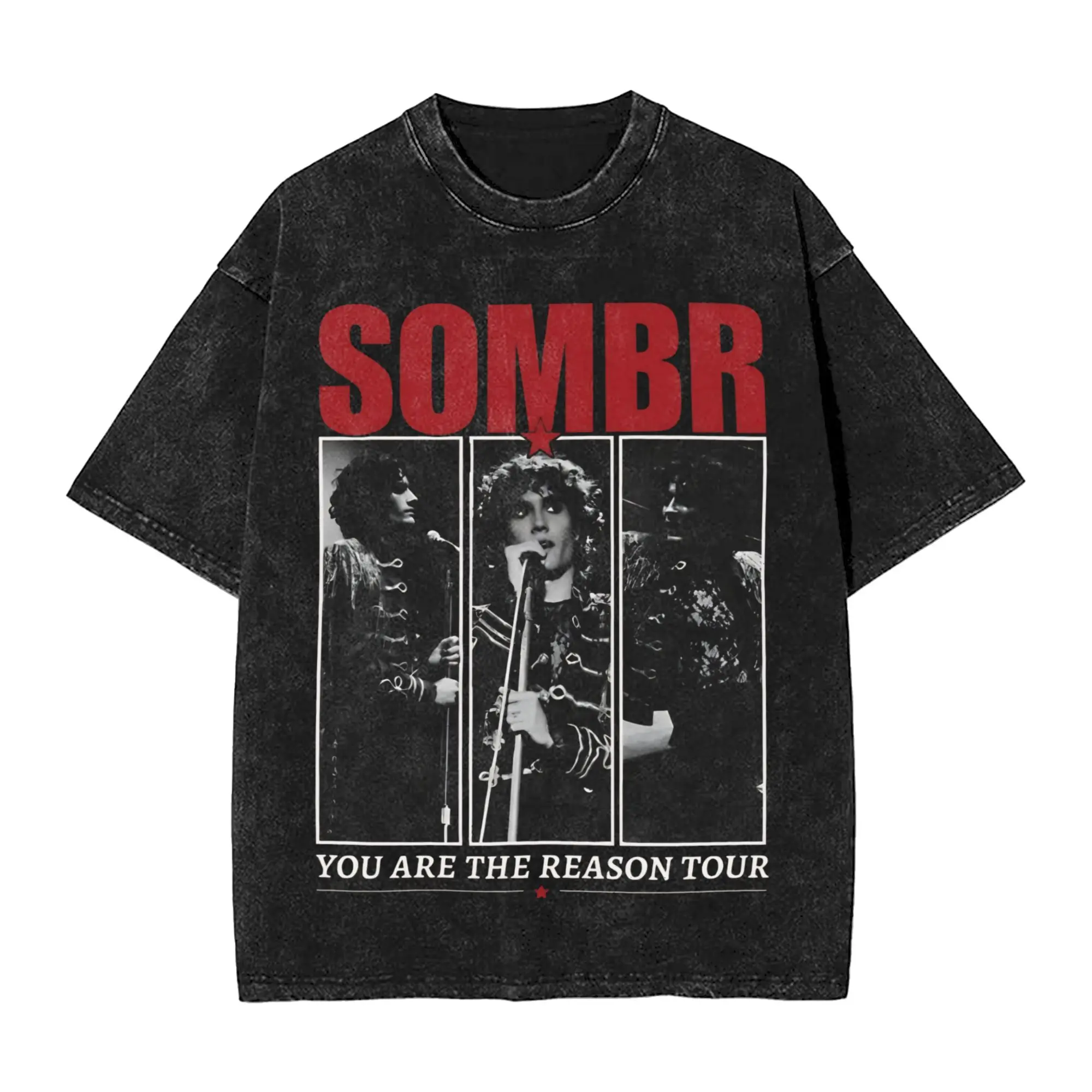 Sombr Youare The Reason World Tour 2026-2027 Merch Washed T Shirt for Men Women Streetwear Hip Hop T-Shirts