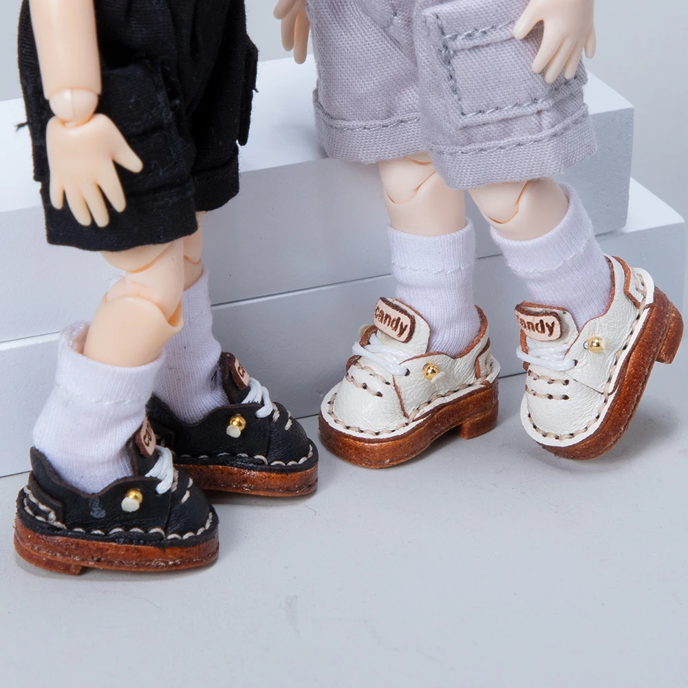 Ręcznie robione buty dla lalek Ob11 ze skóry bydlęcej, płaskie, codzienne buty z sznurówkami dla lalek Ob11, Obitsu 11, Molly, Gsc, 1/12 BJD