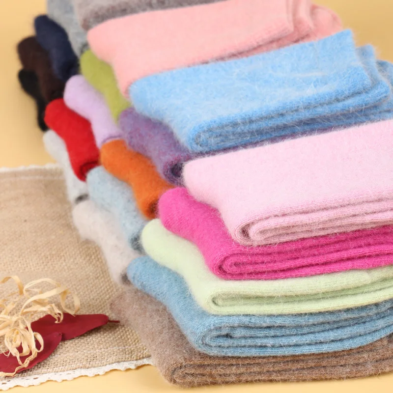 Sock Leisure Ankle Crew Fuzzy Thick Rabbit Wool Women Autumn Winter Warm Solid Color Women 8W46