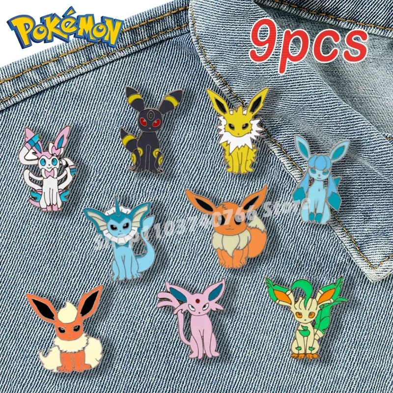 Pokémon Eevee Series Esmalte Pins, Emblema de Metal Anime, Mochila, Alfinete de Lapela, Acessórios para Homens e Mulheres, Decoração de Jóias, 1 Conjunto