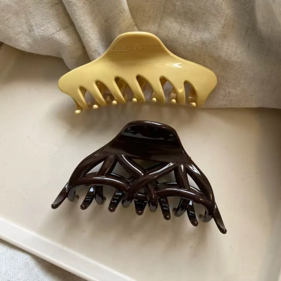 2er-Set Retro Koreanische Geometrische Gedrehte Haarspange im Französischen Stil, Große Krabben-Haarklammer, Haifischklammer, Haarspange für Pferdeschwänze, Haar-Accessoires