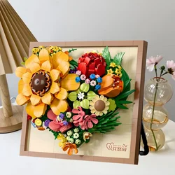 KNEW BUILT Innovative Building Block Flower 3D Photo Frame Ornament-Ideal DIY Decor,Gift for Girl,Wall Hanging & Educational Toy