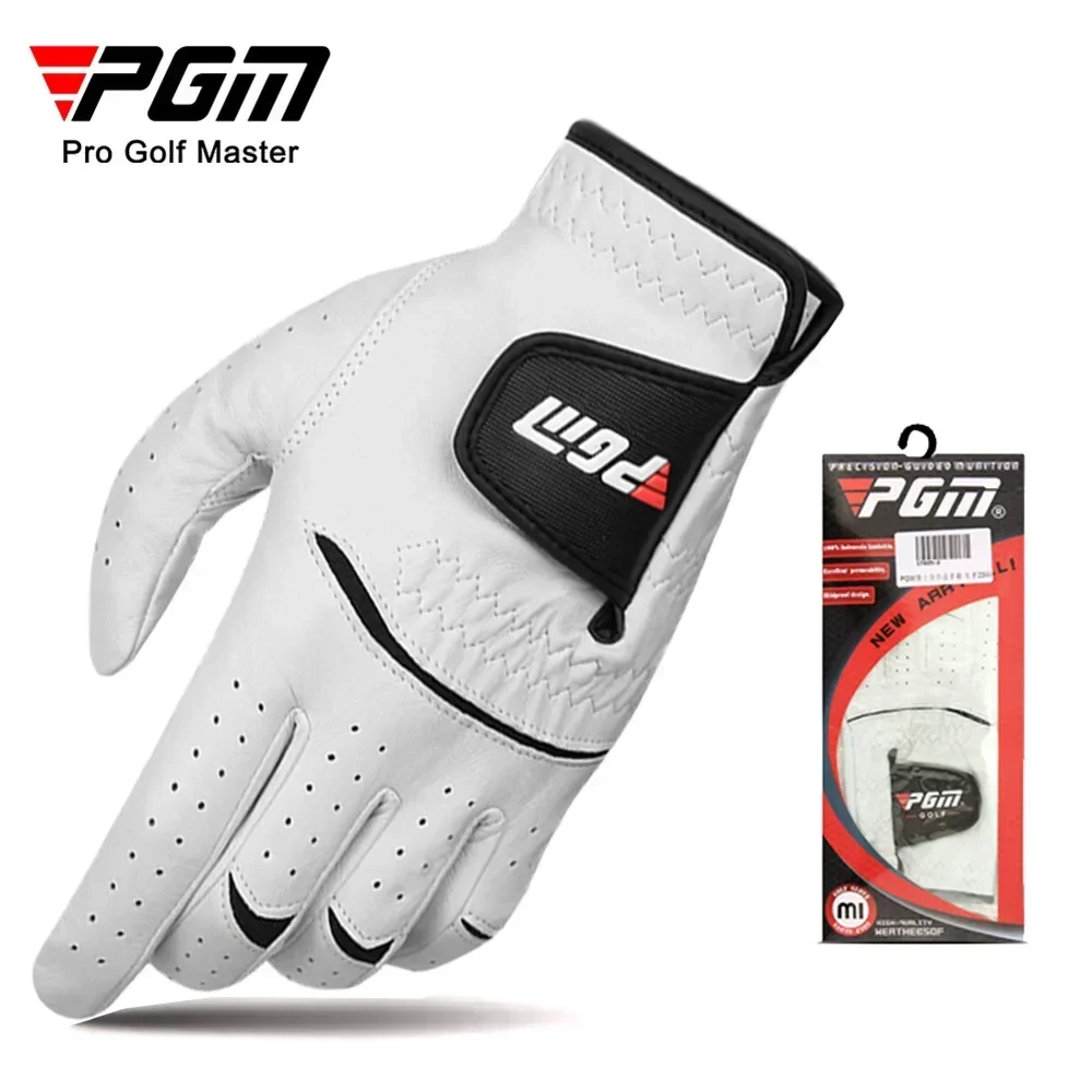 

PGM Men Golf Gloves Kid White Cape Genuine Leather Sport Hand Glove Wear Breathable Skid-proof Single Left Right Handed ST025