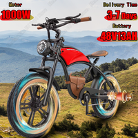 1000W Motor Electric Bicycle 48V13AH Battery Retro Motorcycle Mountain E Bike Adult All-terrain 20*4 Inch Fat Tire Electric Bike