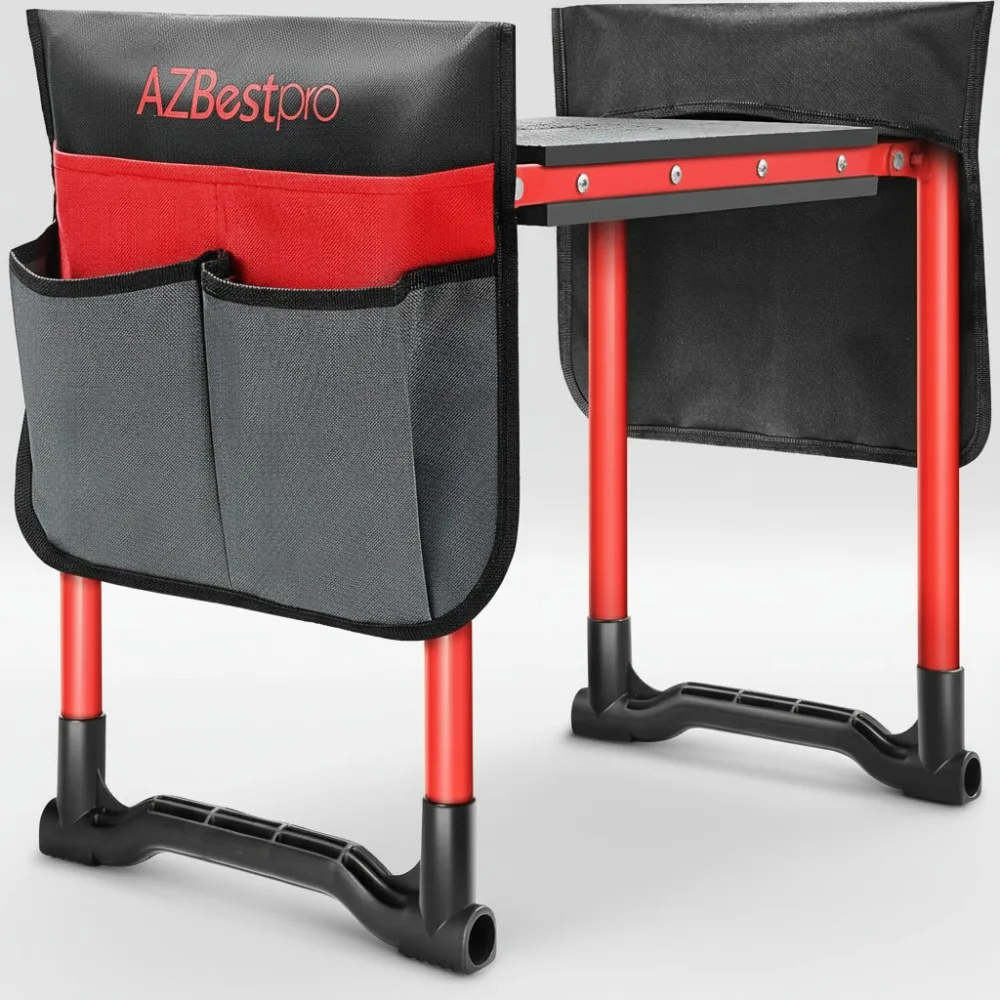 

Heavy Duty Foldable Garden Kneeler Seat, 10" Wide EVA Stool with Tool Bags, Knee Back Pain Relief Gardening Gift