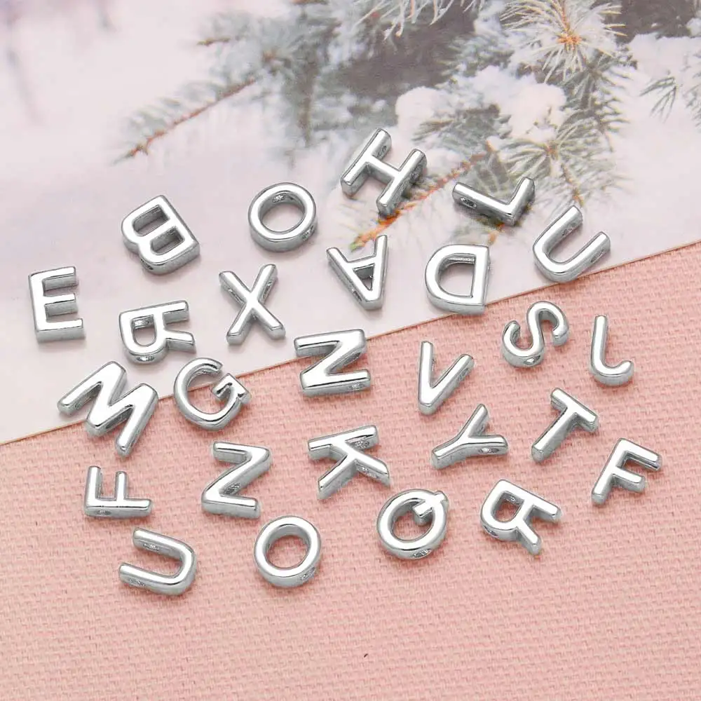 OCESRIO Silver Color Mini 26 Letters Charms for Bracelet Copper Platinum Plated Initial Name accesorios de joyería chma294