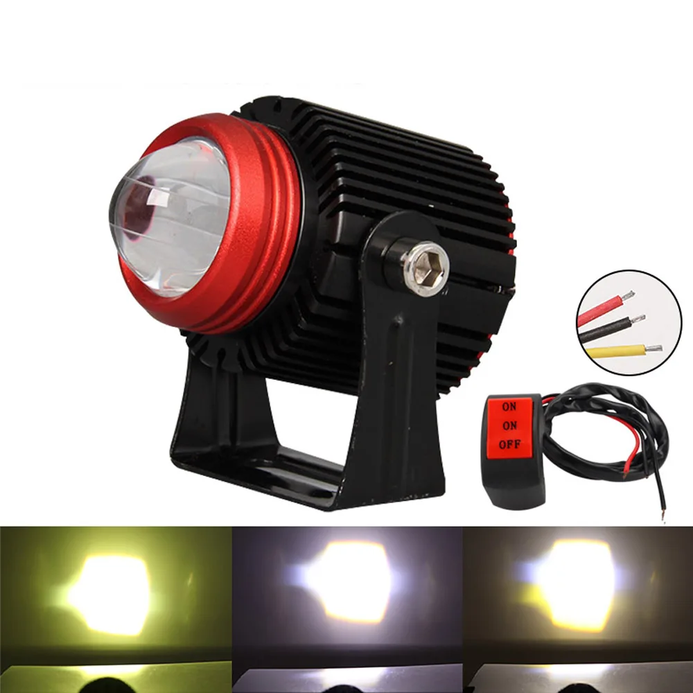 Led motorcycle spotlight With switch bracket led fog lights for motorcycle Lens laser led headlight motorcycle auxiliary lights