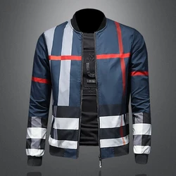 2024 Spring and Autumn Baseball Shirt, High Quality Striped Zipper Jacket, Fashionable and Casual Men's Slim Fit Jacket