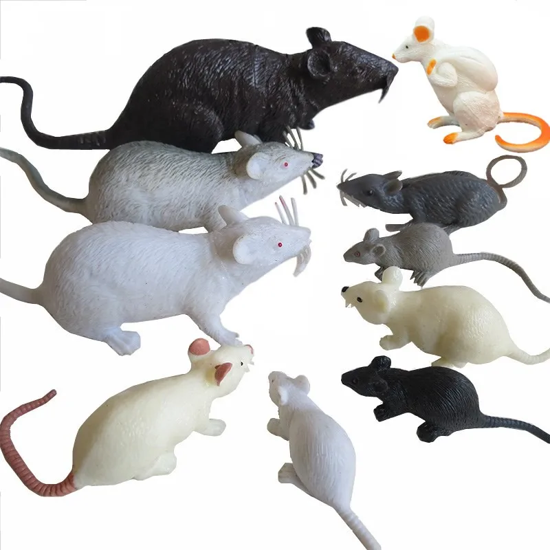 Home Decor Figurines Miniatures PVC Plastic Simulated White Black Rat Chinchilla Mouse Model Halloween Toys 3pc/Set