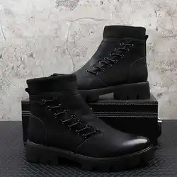 mens fashion party nightclub dresses natural leather platform shoes handsome cowboy boot ankle botas masculinas zapatos hombre