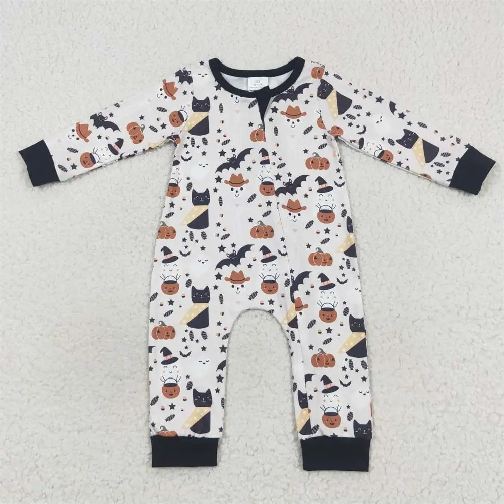 

Wholesale Baby Boy Long Sleeves Ghost Pumpkin Cats Jumpsuit Kids Toddler One-piece Children Clothes Newborn Halloween Romper