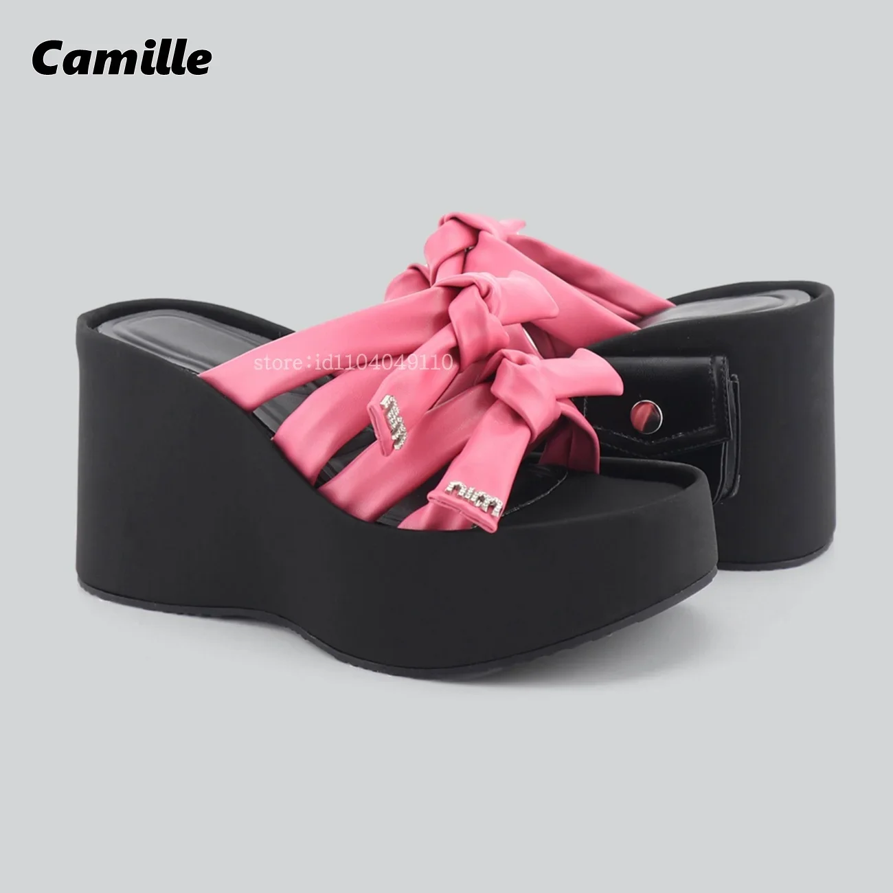 Mixed Color With Peacket 12CM Heel Beach Slippers 2025 New Size 35-40 Sexy Daily Casual Slides Open Toe Non-Slip Lady Sandals