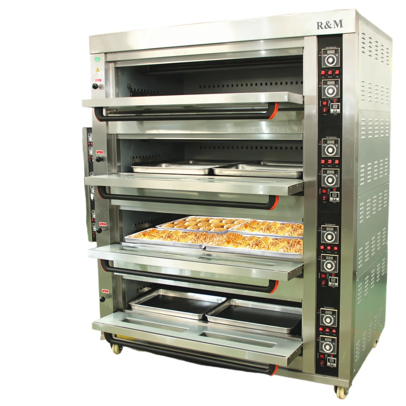 Industrial Big Pizza 3 4 Decks 9 12 16 Trays Gas Power Electric Bread Deck Commercial Oven Bakery Equipment For Baking Cake Sale