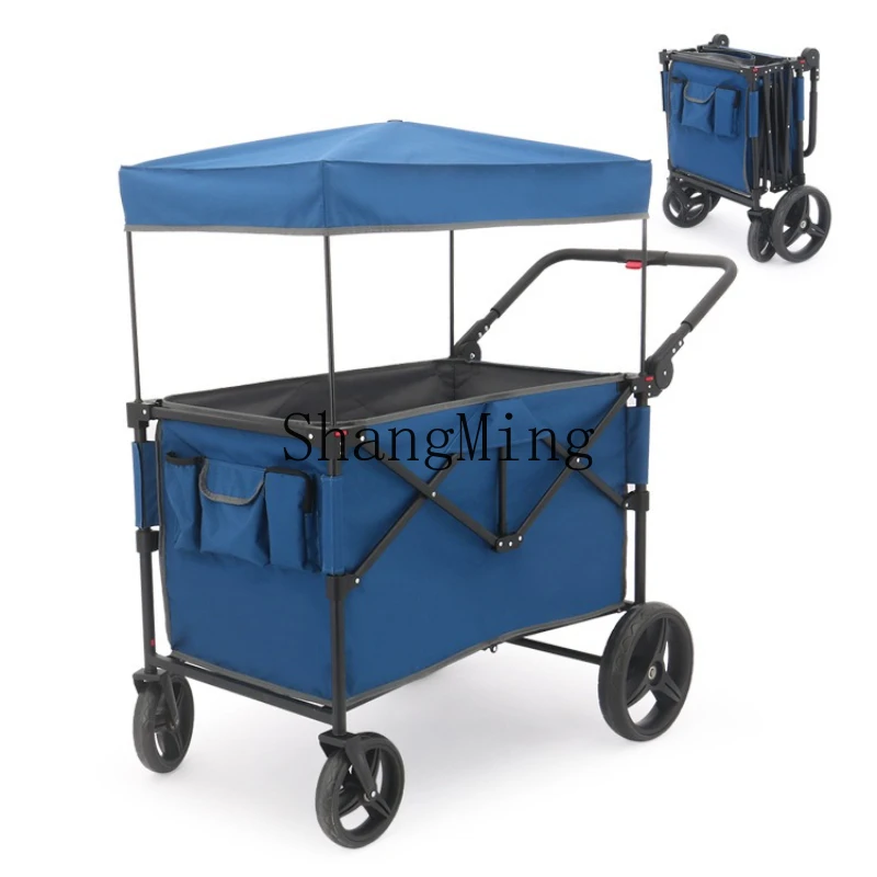 FG good-looking camping cart camp foldable double four-wheel with roof removable shading sun protection small trailer