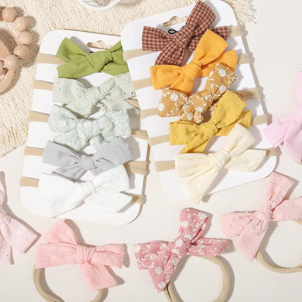 

1/5 шт. детская повязка на голову из бамбукового хлопка с бантом, нейлоновая повязка для девочек, милая повязка для волос, аксессуар для фотосессий малышей, украшение для волос