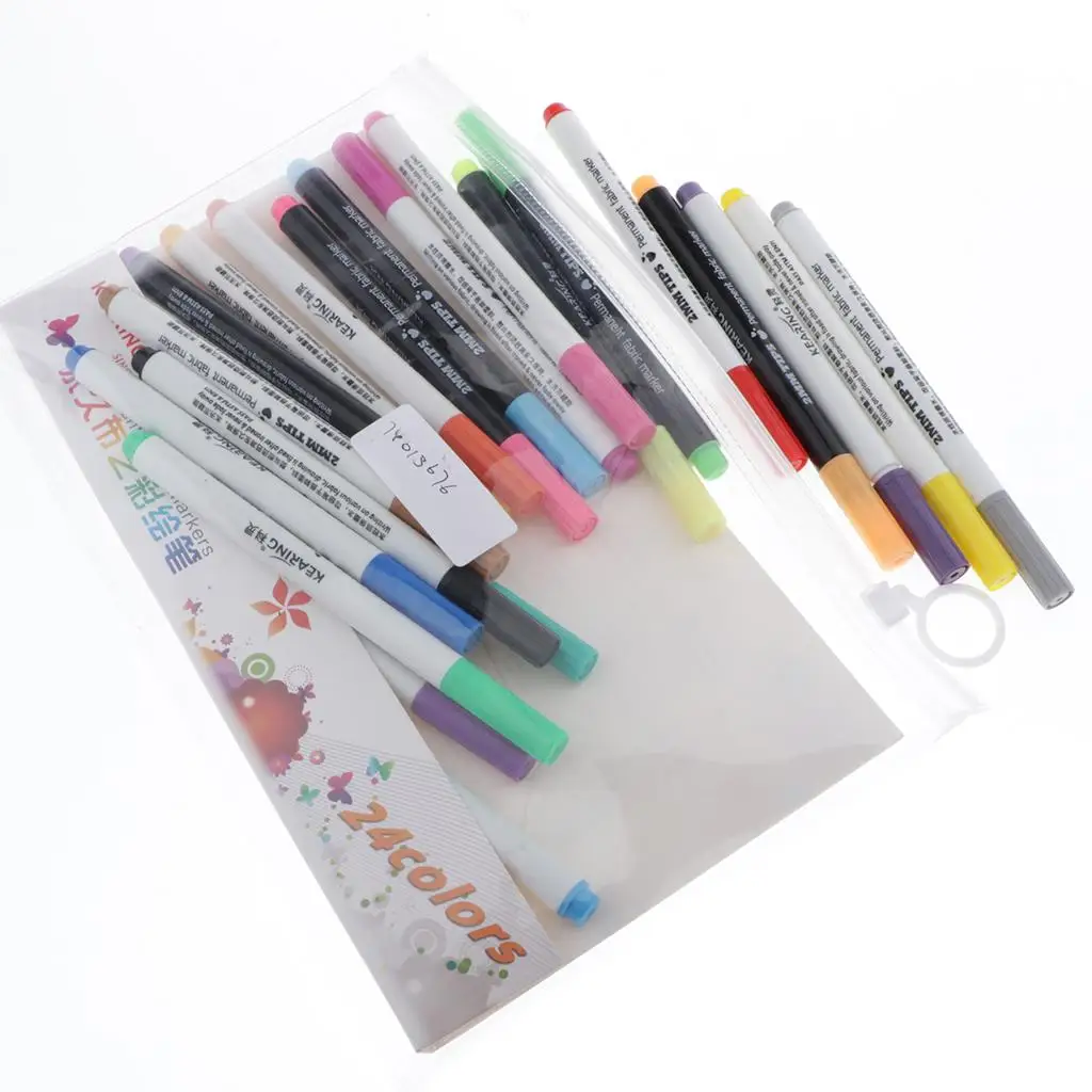 Confezione da 24 penne permanenti per pittura su tessuto, set di pittura per scarpe in tessuto