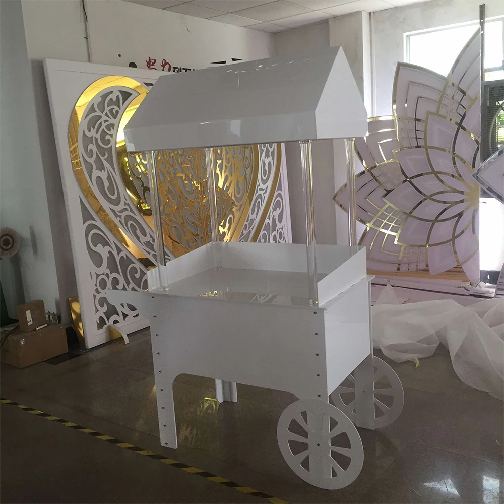 

Hot Recommend Cake Candy Dessert Food Cart With Wheels Wedding Event Supplies Birthday Party Decoration