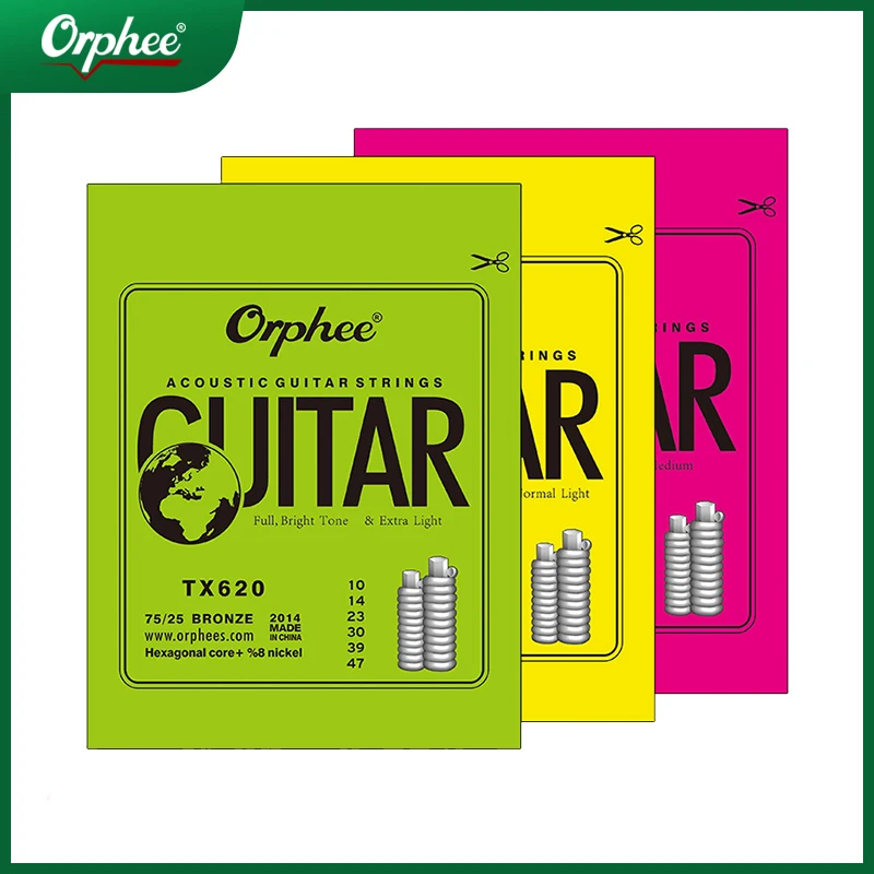 Orphee TX Acoustic Guitar Strings Medium Carbon Steel Hexagonal Core Rust Prevention Treatment Guitarra Parts & Accessories