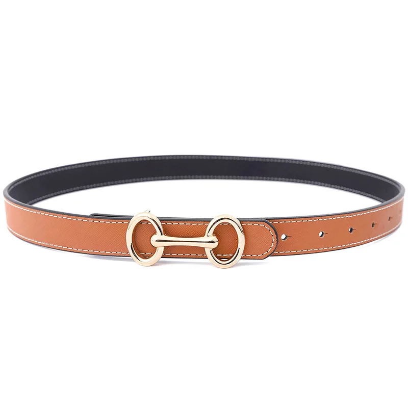 2022 New Double-sided Available Ladies Belt Fashion All-match Leather Belt Jeans Ins Wind Decoration Trend Cowhide Belt