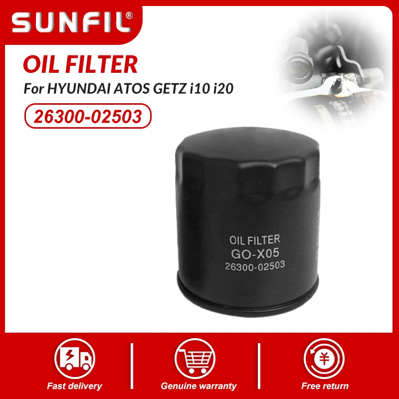 

Oil Filter 26300-02503 For HYUNDAI ATOS GETZ i10 i20 For KIA CARENS PICANTO RIO Estate