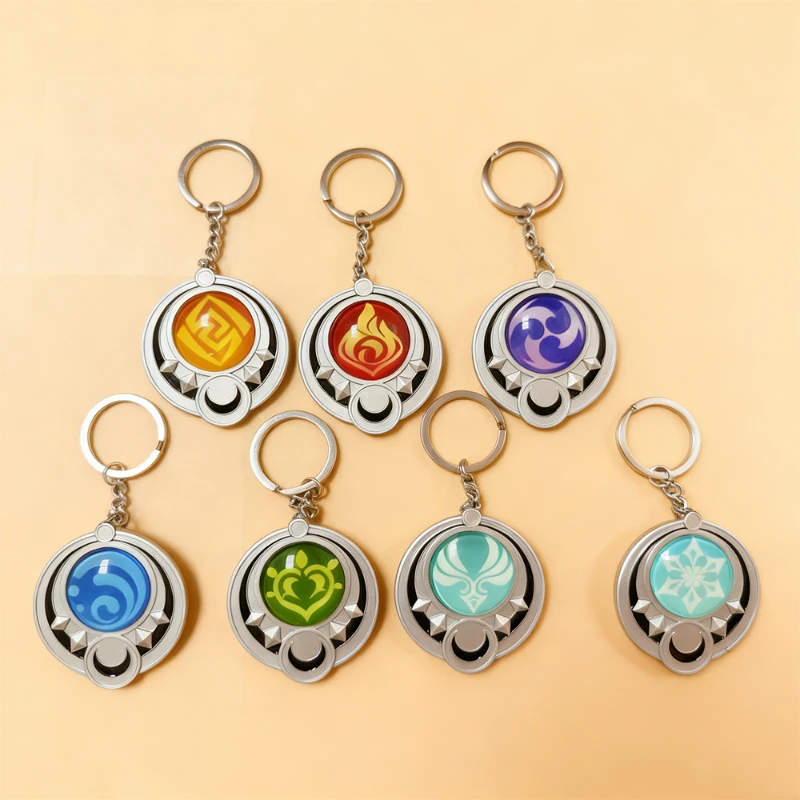 Genshin Impact Nod-Krai Fontaine wind Luminous Glass Key Chain 7 Element Eye Of Original God Cosplay Props Toy KeyRing Gifts
