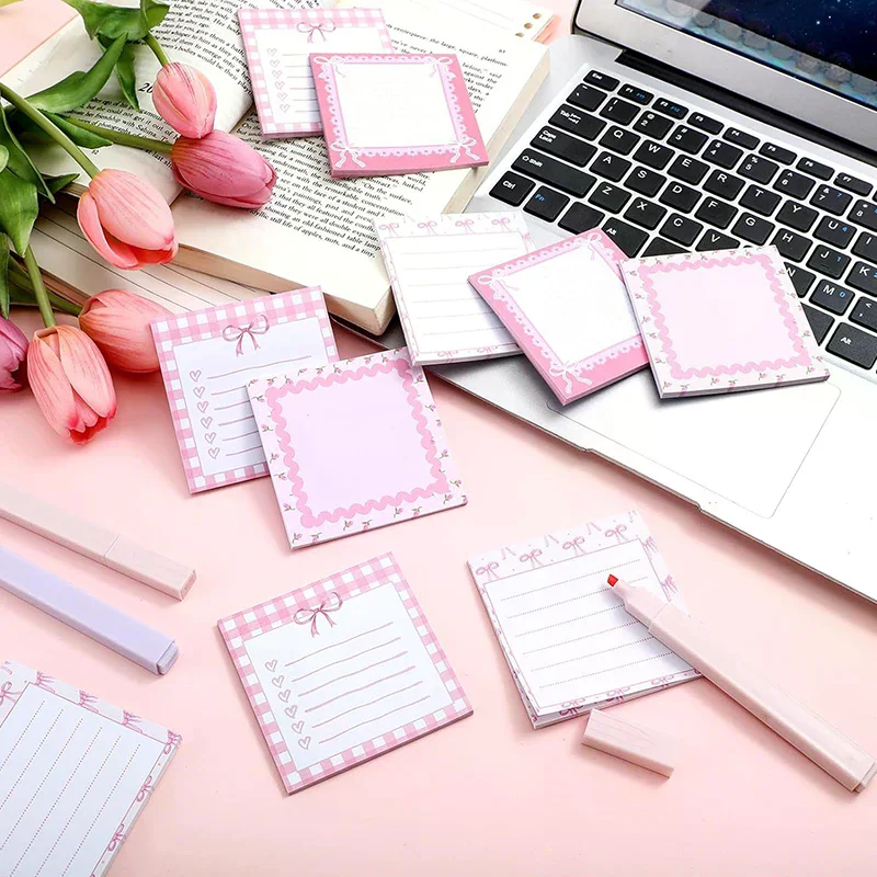 Book Pink Bow Cream Style Bunny Note Book,ins Style Tearable Memo Portable Notebook Journal Material Decorative Paper 1/4pcs