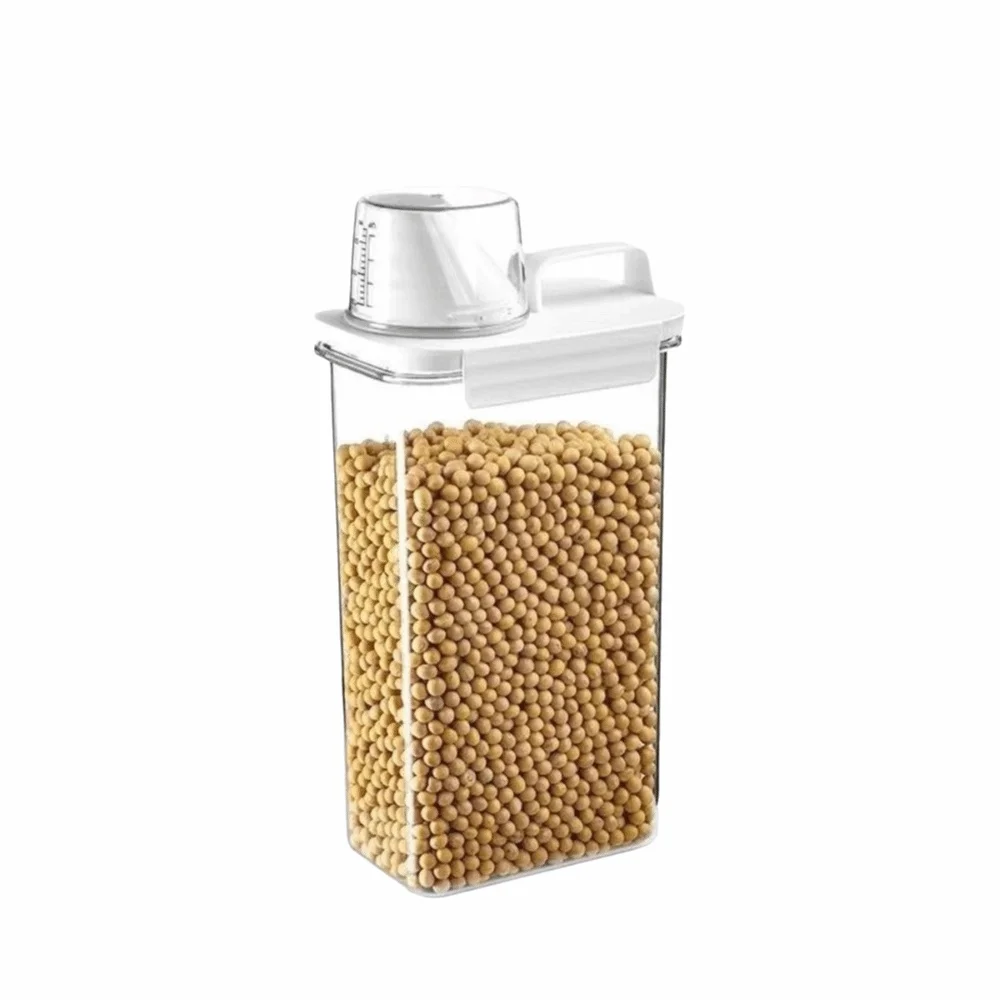 1100/1800/2300ml Kitchen Storage Tank Viewable Large Capacity Cereal Storage Containers Reusable With Handle