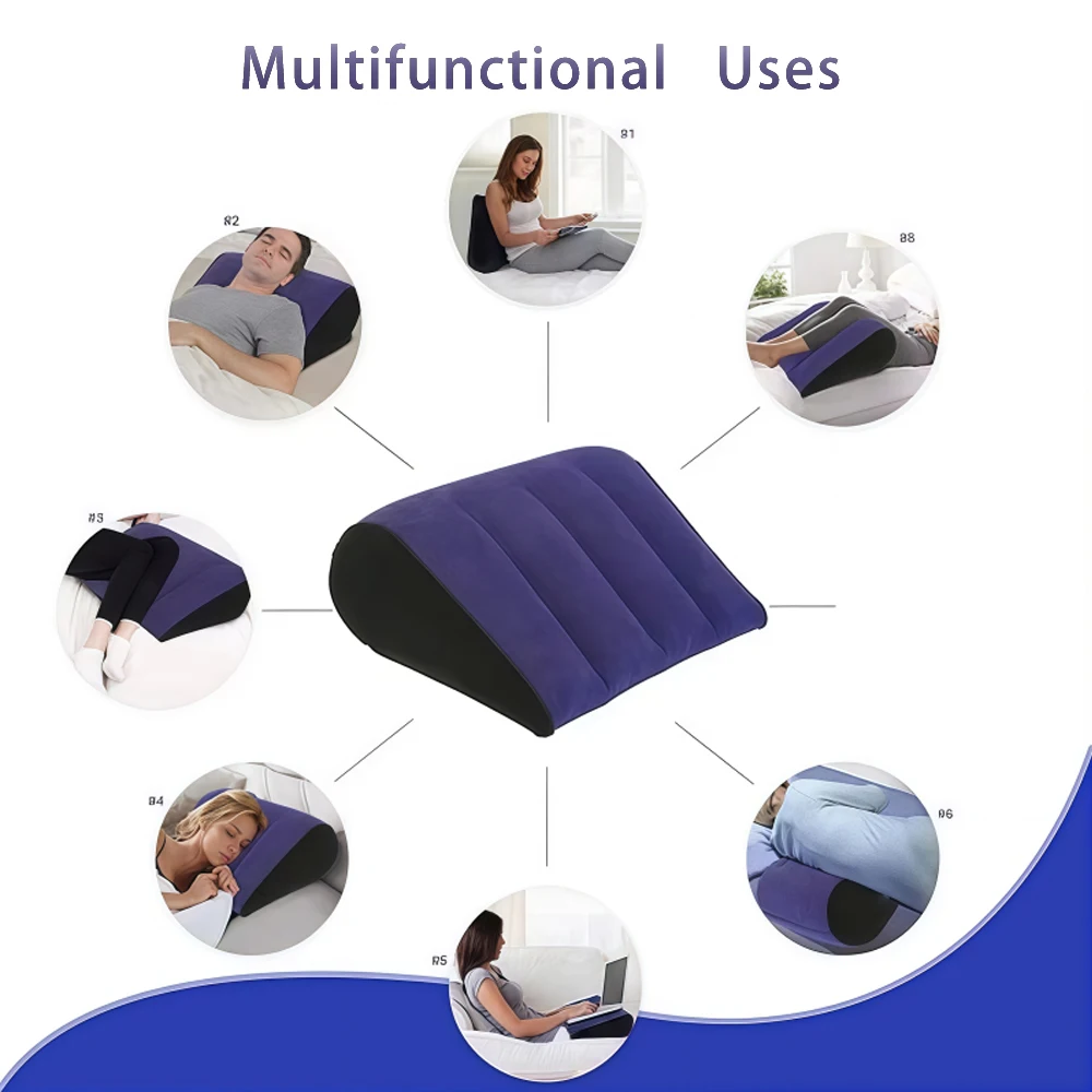 وسادة متدفقة على شكل إسفين، وسادة قابلة للنفخ، وسادة يوجا ناعمة متعددة الوظائف من مادة PVC، لعبة دعم موضعية قابلة للطي، لعبة للبالغين