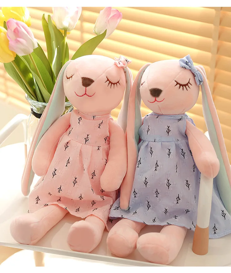 35 cm große Oster-Babyhasenfigur, rosa und blau, An'an Rabbit, beruhigende Geschenkpuppe für Kinder, Plüschtier mit superweichem Fell. – Detail 29
