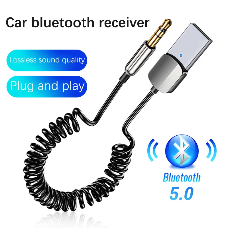 1Pc High Quality Brand New Bluetooth Aux Adapter Dongle USB To 3.5mm Jack Car Audio Bluetooth 5.0 Handsfree For Car Receiver