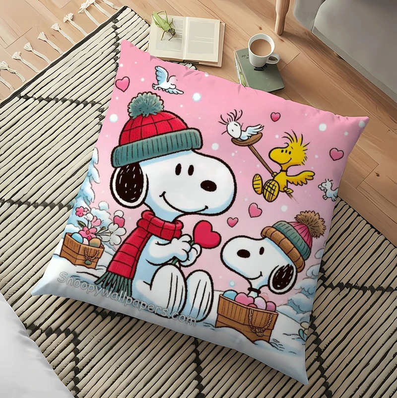 Snoopy Cute Pillowcase Peanuts Anime Cartoon Throw Cushion Cover Pillowslip ForLiving Room Sofa Home Decor Christmas Kawaii Gift