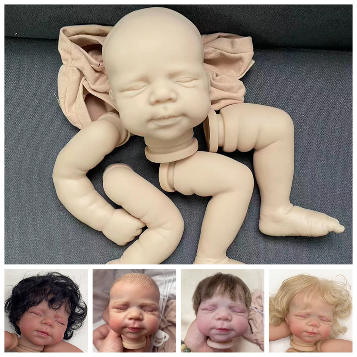 18inch Cute Sleeping Baby Pascale Already Painted Kits/Unpainted Kit Reborn Doll Parts with Cloth Body Collectible For Gift