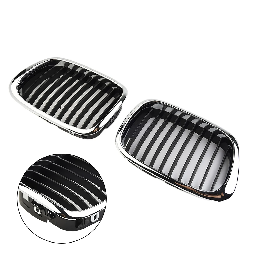 1 para kratek do BMW E39 5-series 525 530 535 540 M5 1998-2003 przedni chrom czarny Grill Grill części zewnętrzne samochodu zamienny