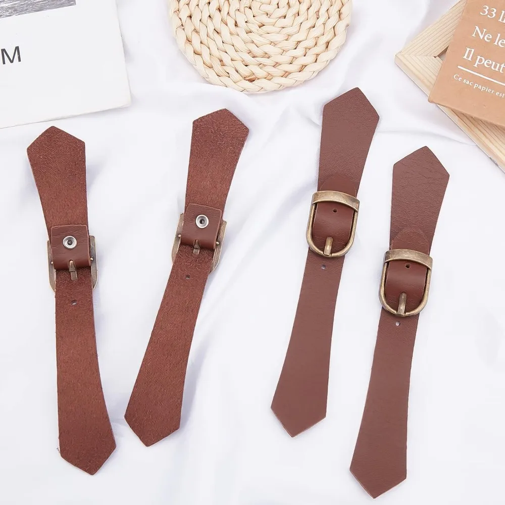 6 Sets Leather Sew-On Toggles Closures Brown PU Leather Snap Toggle Sew On Duffle Jacket Buckle Metal Leather Clasp Fasteners