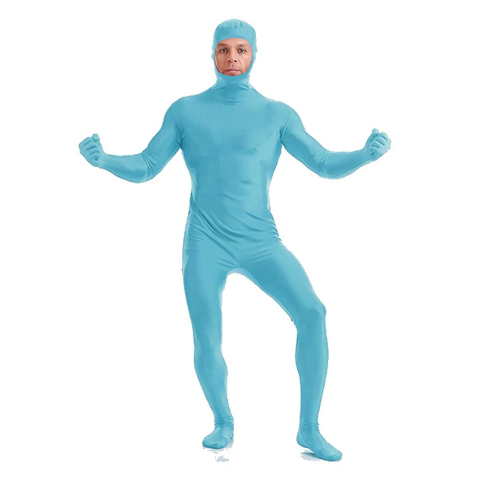 Zentai Suit for Adult Cosplay Leotard Full Bodysuits Green Screen Suit One Piece Catsuit Halloween Costumes (Face Revealed)