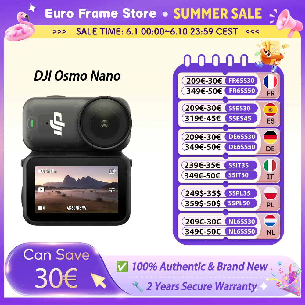 DJI Osmo Nano Bundle Standard Petite Caméra Vlog 4K/60fps & 143 °   Grand champ de vision, capteur 1/1.3'' entièrement neuf, double microphone DJI