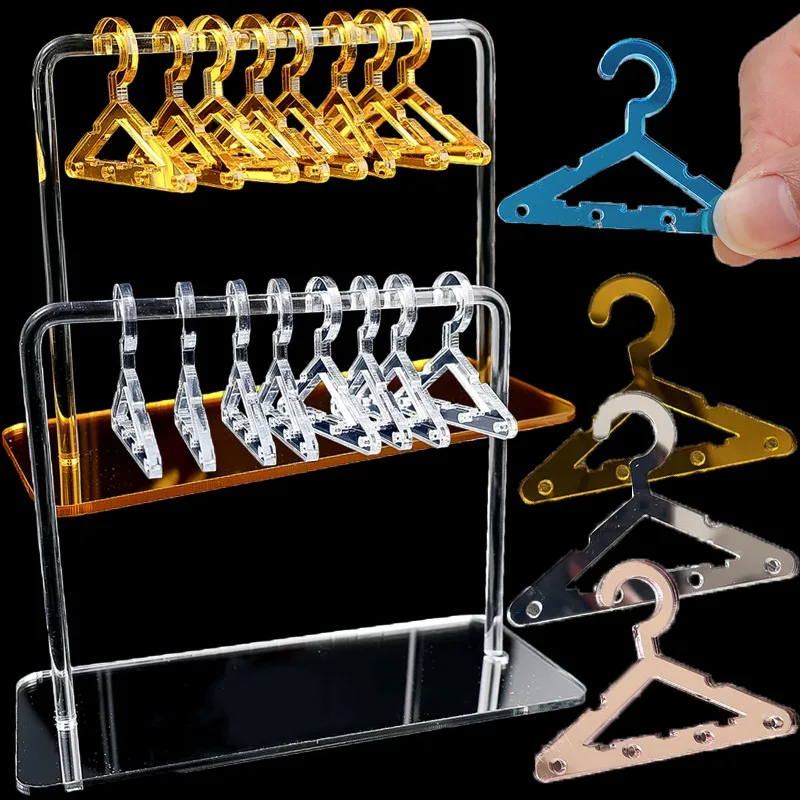 8Pcs Coat Hangers Earrings Organizer Acrylic Display Stand Showcase Tabletop Clear Handmade Polymer Clay Jewelry Rack Gift