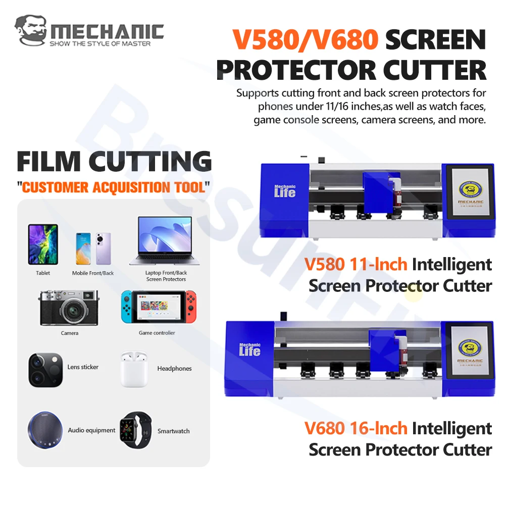 

MECHANIC V580/V680 Screen Protector Cutter for Cutting Screen Protectors Phones Watches Gaming Consoles Up To 11/16 Inches Tool