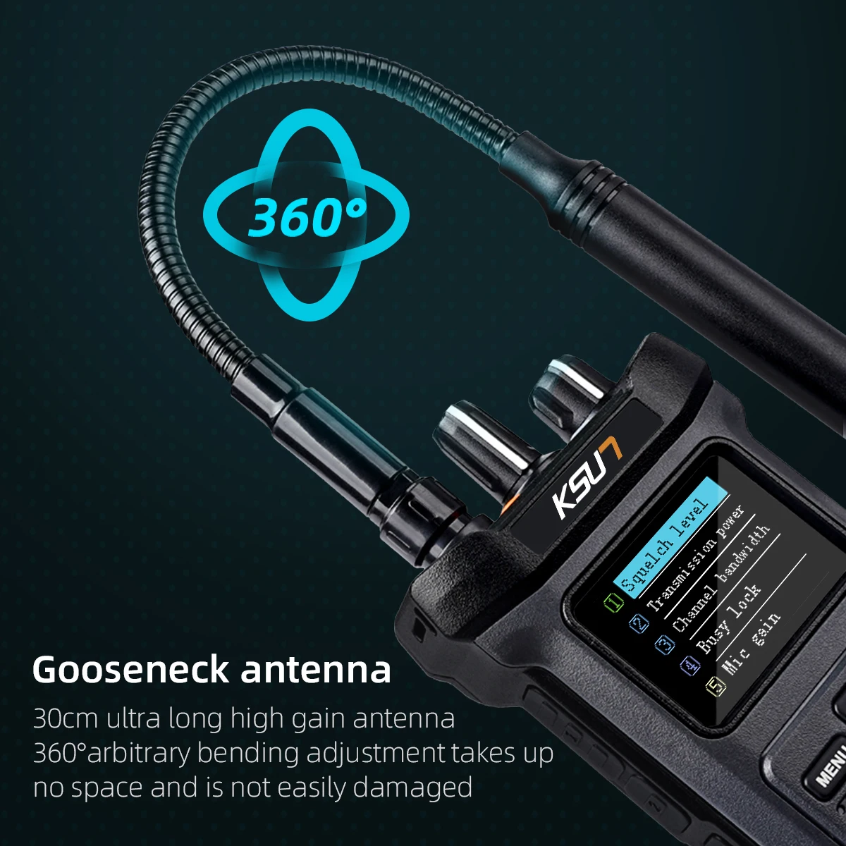 KSUN UV119D 20W VHF UHF senter Dual Band, tranceiver Radio Ham Walkie Talkie kekuatan tinggi pengisian terbalik