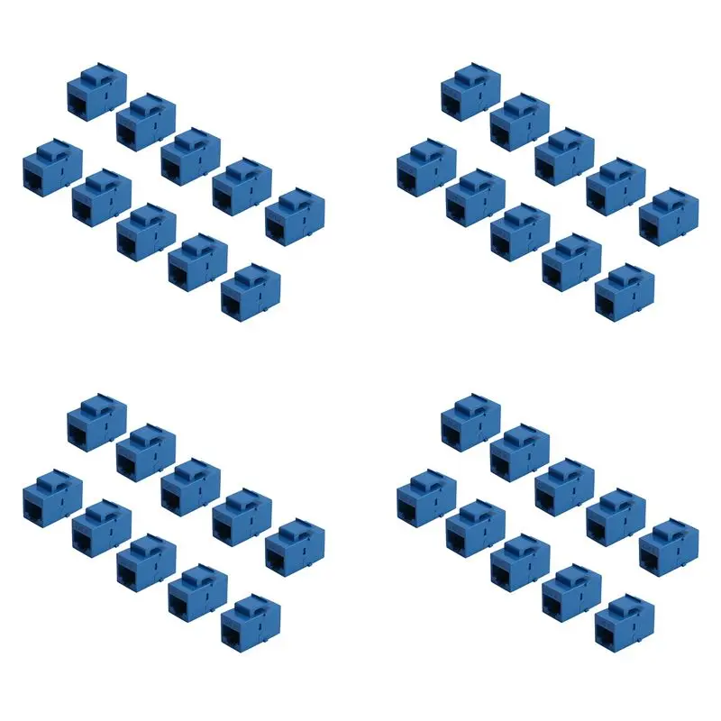Stylish-40Pcs RJ45 Connector Keystone Jack Cat6 Extension Coupler Ethernet Network LAN Cat 6 Coupler Jacks Extend Adapter,Blue