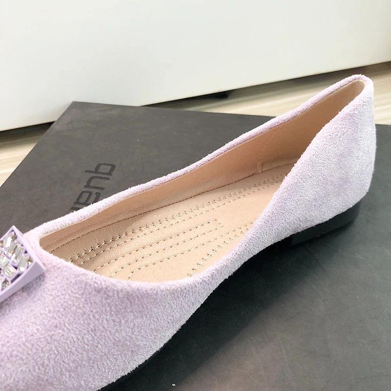 Flats Shoes Women Light Purple Lavender Pointed Toe Size 33-43 Black Flats for Women Dressy Comfort High Quality Flat Shoes Lady