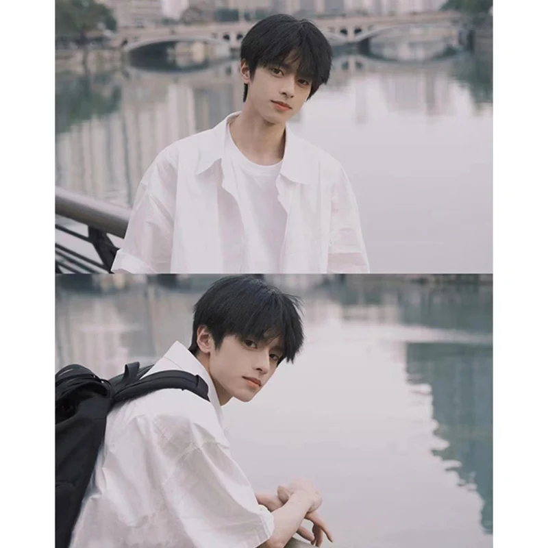 

Мужская футболка из чистого белого ледяного шелка с коротким рукавом, тонкая, летняя, в японском стиле, молодежная, модная одежда