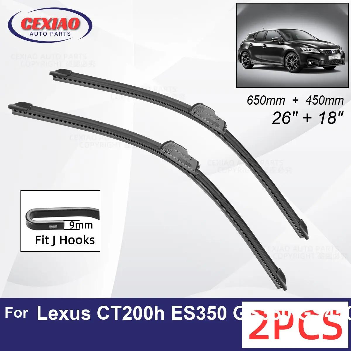 

Car Wiper For Lexus CT200h ES350 GS350 GS450H Front Wiper Blades Soft Rubber Windscreen Wipers Auto Windshield