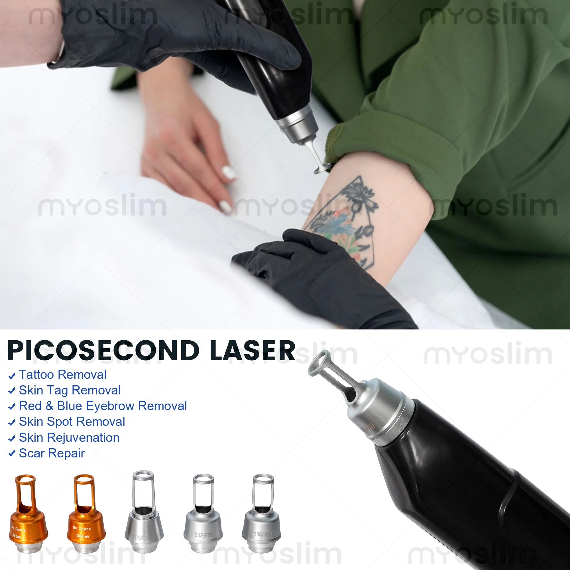 Diode  Hair Removal 4 Wavelengths  Pico Tattoo Removal Machine  755nm  FAC Collimation Ice Cooling System Foldable Touch