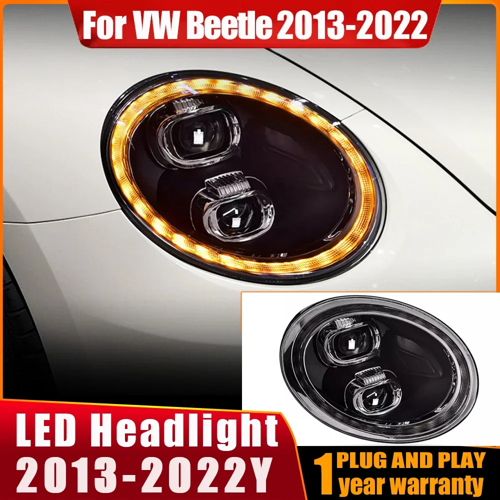 

Стайлинг автомобиля для фар Beetle 2013-2022 VW Beetle, светодиодные фары, линзы проектора, DRL, фара дальнего ближнего света, аксессуары