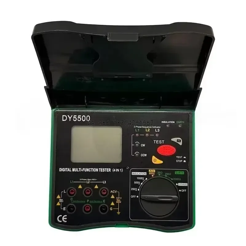 Wmwmnu New DY5500 Insulation Tester Earth Resistance Meter Voltmeter Phase Sequence Indicator 4 in 1 Digital Multimeter for