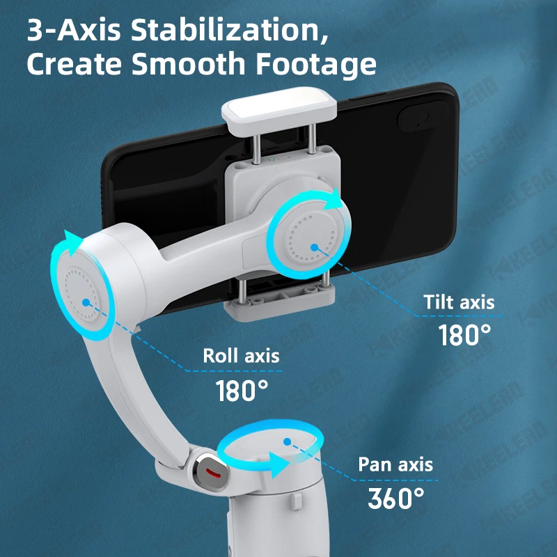 Foldable 3 Axis Gimbal for Smartphone Mobile Phone Stabilizer with One Click Control FPV Zoom Gimbal for Photo Video Live Stream