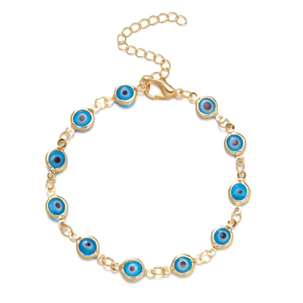 Colorful Turkey Evil Eye Bracelet Metal Chain Good Luck Lucky Evil Eye Bracelet Red Blue Eye Adjustable