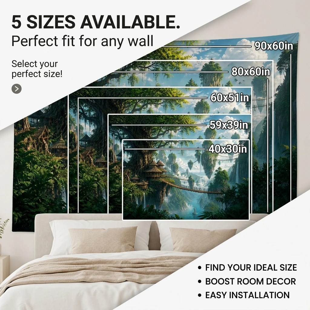 Instant Room Makeover Fantasy Dream World Waterfall Tapestry Jungle Anime Wall Hanging Tropical Decor Artwork Canvas Print